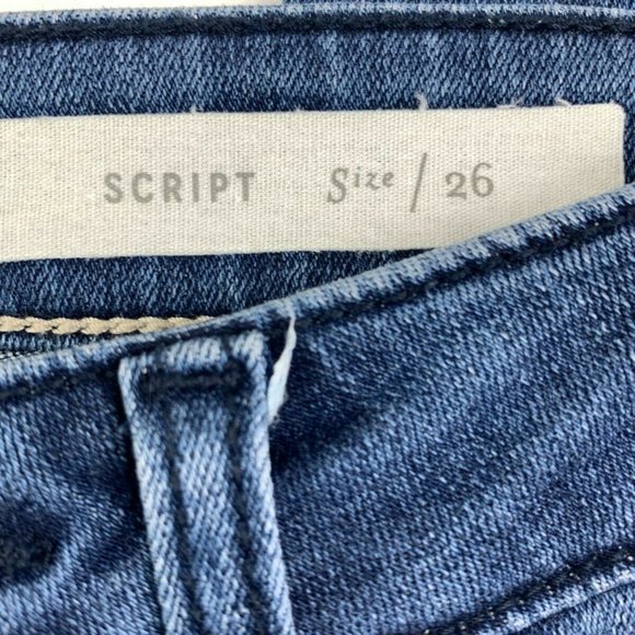Pilcro and the Letterpress Skinny Script Jeans Womens Size 26 Med Wash Raw Hem - Picture 6 of 12